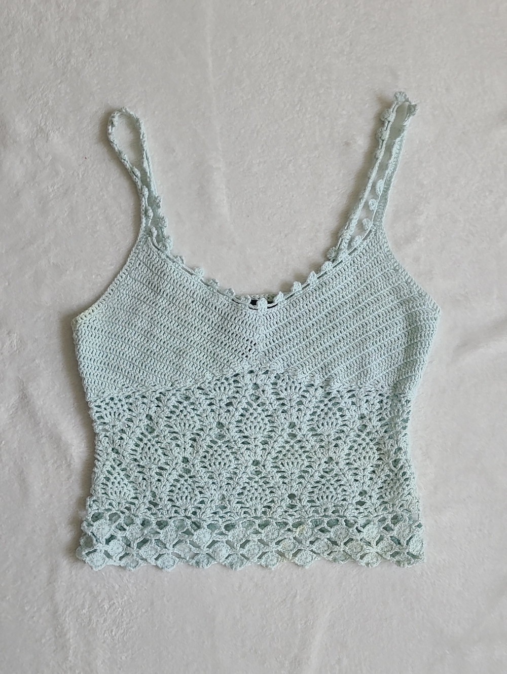 Express Blue Mint Handknit Cropped Ceoxhet Tank Top XS bohemian hippie festival
